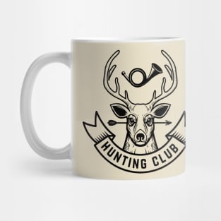 Hunting club Emblem template of hunting emblem with deer head. Design element Mug